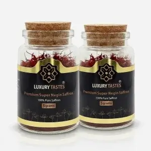 Two 5 g jars of Super Negin saffron