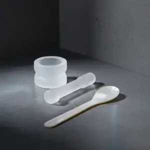 Crystal mortar and pestle with a small spoon