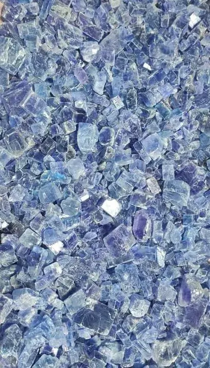Blue salt crystals in natural light
