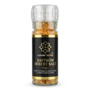 Saffron Desert Salt 100 g grinder with gold label